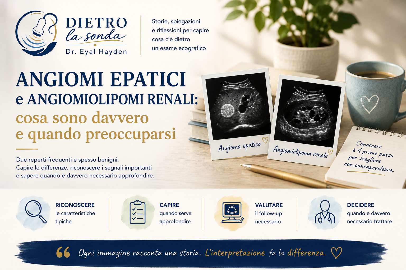 Ecografie di un angioma epatico e di un angiomiolipoma renale